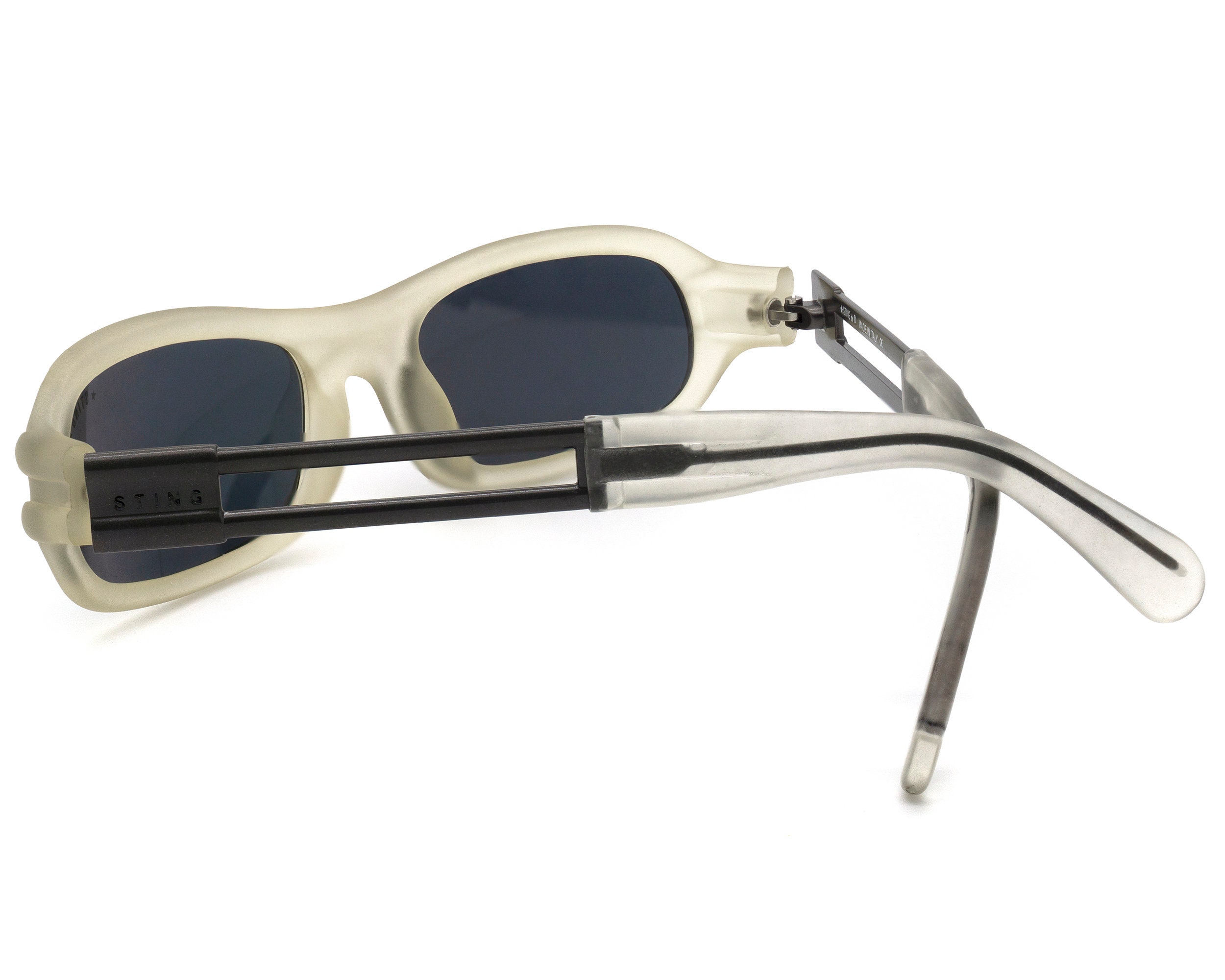 Lunettes De Soleil Vintage Sting - Style Ovale Années 80 - Monture Or, Verres Gris Foncé UV400 - Fabriquées En Italie