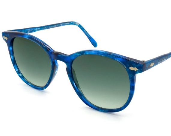 Vintage Guy Laroche Sunglasses: Blue Marble Acetate, Green Gradient Lens