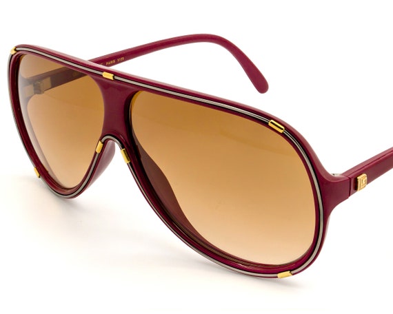 Vintage Guy Laroche Aviator Sunglasses: Burgundy & White  display picture 2