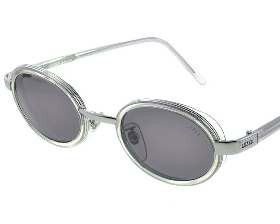 Vintage Lozza Sunglasses: 80s Silver Crystal Oval Frame  display picture 3