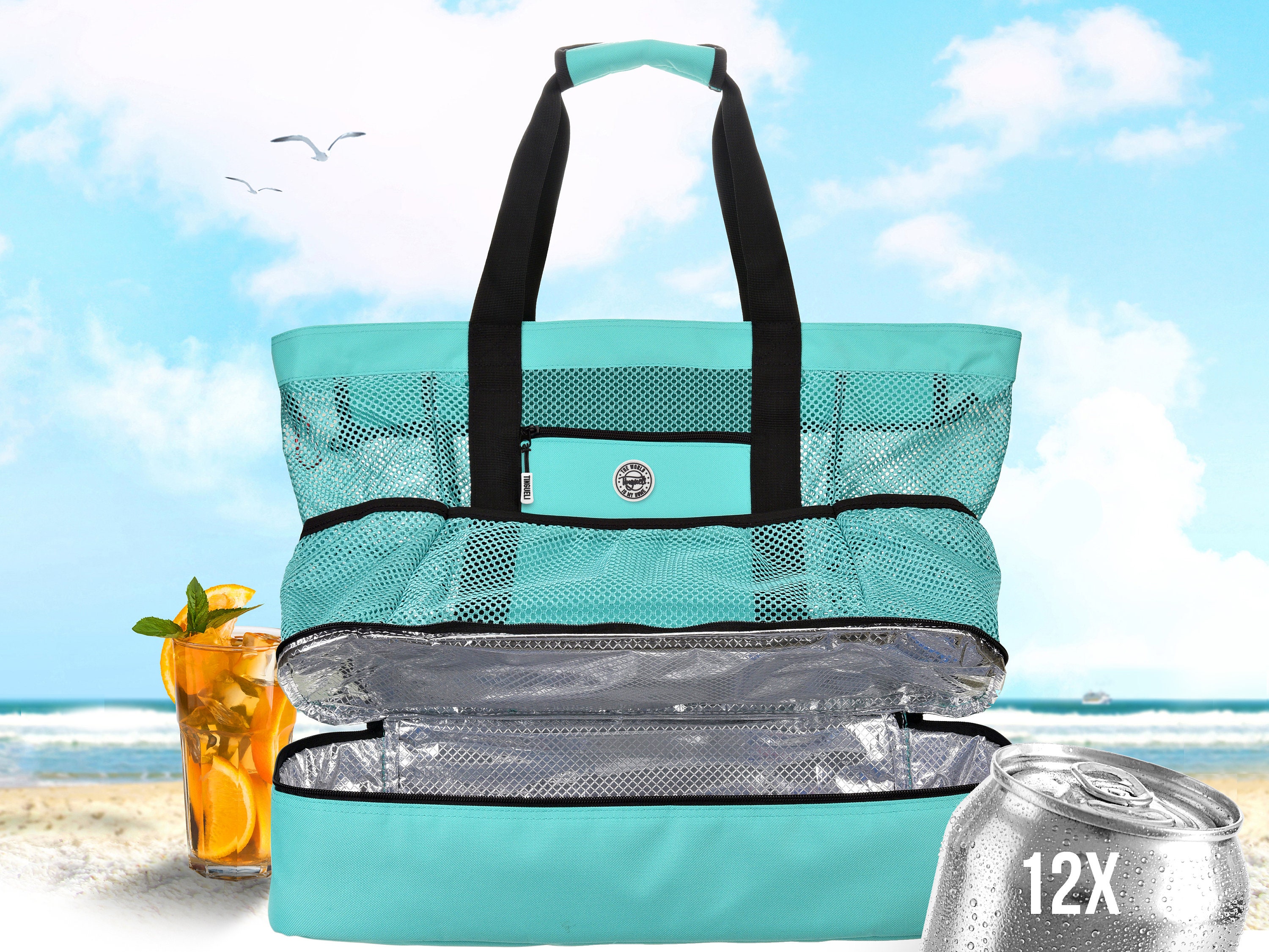 Beach bag with zip