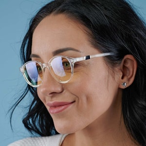 Italy made anti blue light glasses - crystal clear, lightweight, flexible, Memflex TR90 Swiss Technology image 6