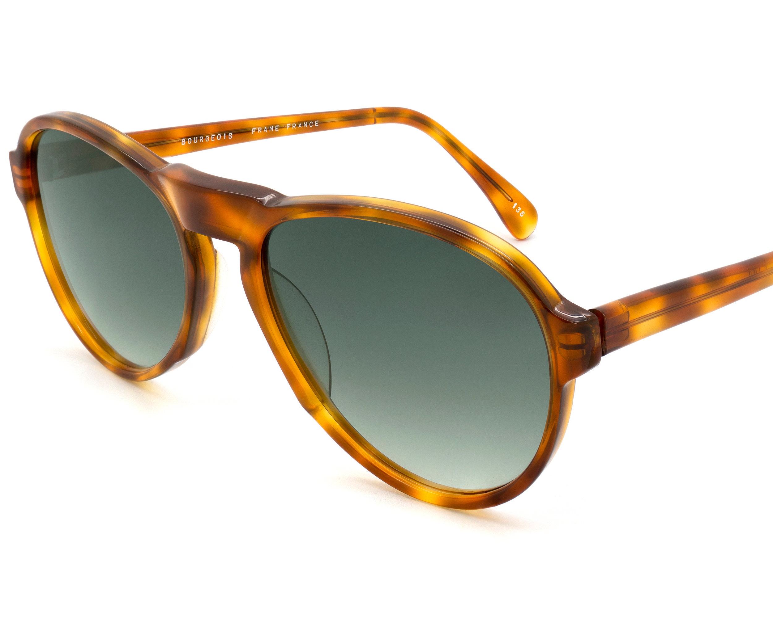 Bourgeois Vintage Pilot Sunglasses: French Made, Green 