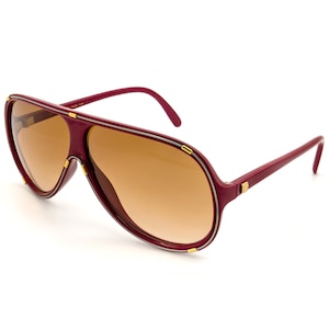 Okulary przeciwsłoneczne Vintage Guy Laroche Aviator: bordowe i białe, wyprodukowane we Francji