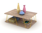 Wood Basic Coffee Table Metal Accessories Coffee Table Living Room Coffee Table