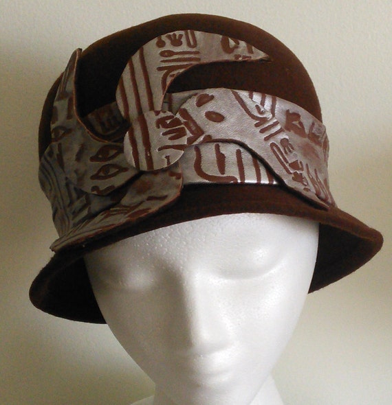 Brown Wool Hat,silver Leather Egyptian Band, Church Hat  display picture 1