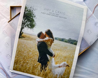 Primer periódico de aniversario de bodas en papel