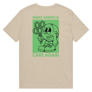 Maglietta Make America Care Again / Maglietta con grafica Earth Cartoon / Maglietta organica Democratica / Maglietta politica sul cambiamento climatico / Vestibilità unisex