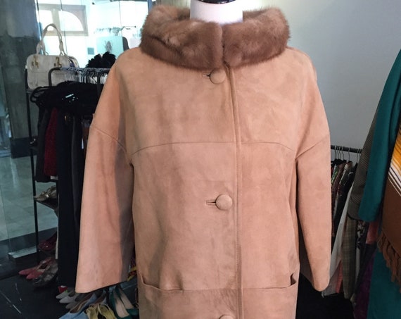 Stunning Vintage 1960s Suede and Mink Driving Coat