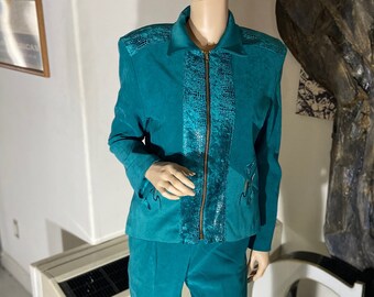 80s90s Green and Purple Leisure Suit