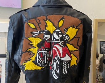 RARE M Montana Street Wear Veste en cuir de moto indienne Sz XL