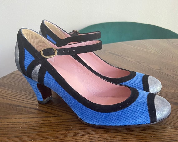 Adorable Blue and Silver Marc Jacobs Mary Janes Sz 38.5