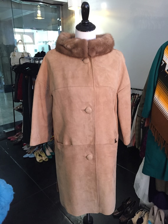 Stunning Vintage 1960s Suede and Mink Driving Coat