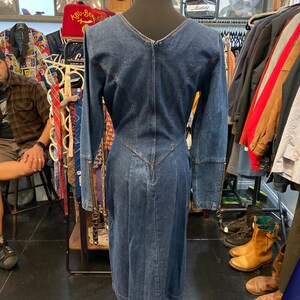 Cute 1990s Denim Dress Featuring Stone and Grommet Accents With Pockets and Front Zipper image 5