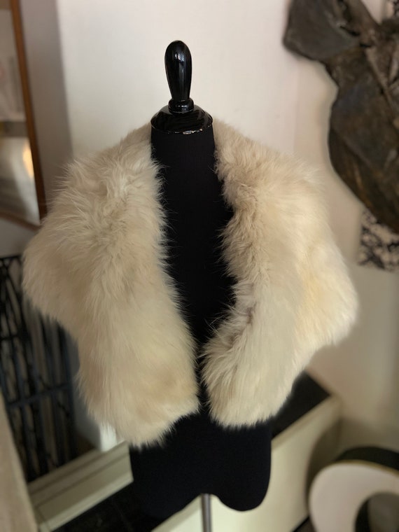 Beautiful Creamy White Fox Fur Shrug Wrap from Adr