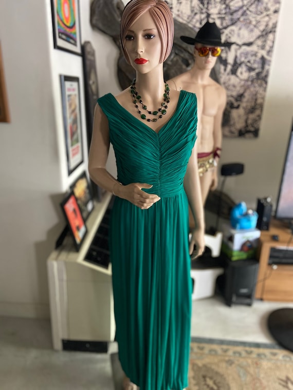 Beautiful 1950s Emerald Green Grecian Style Formal