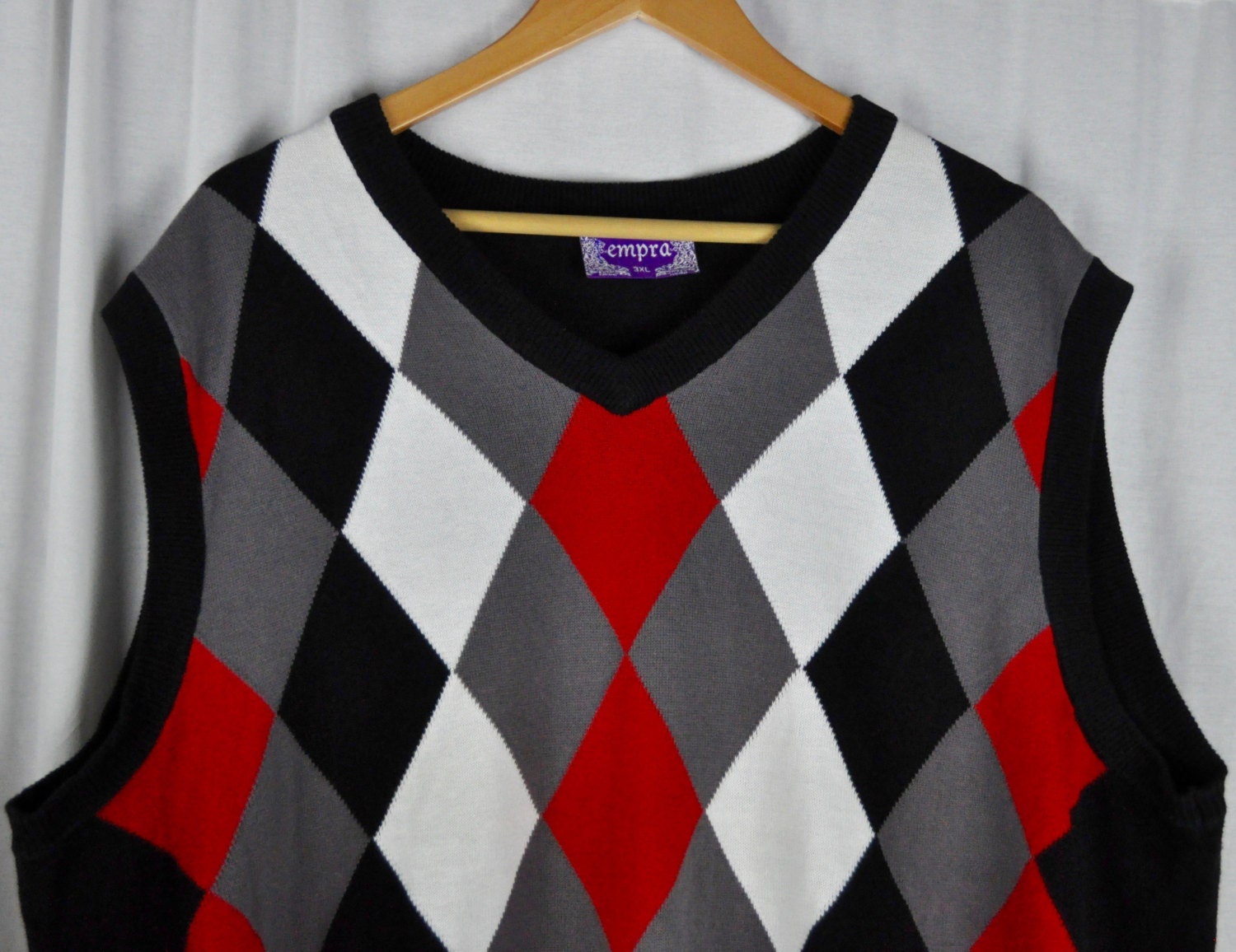 red and black sweater vest