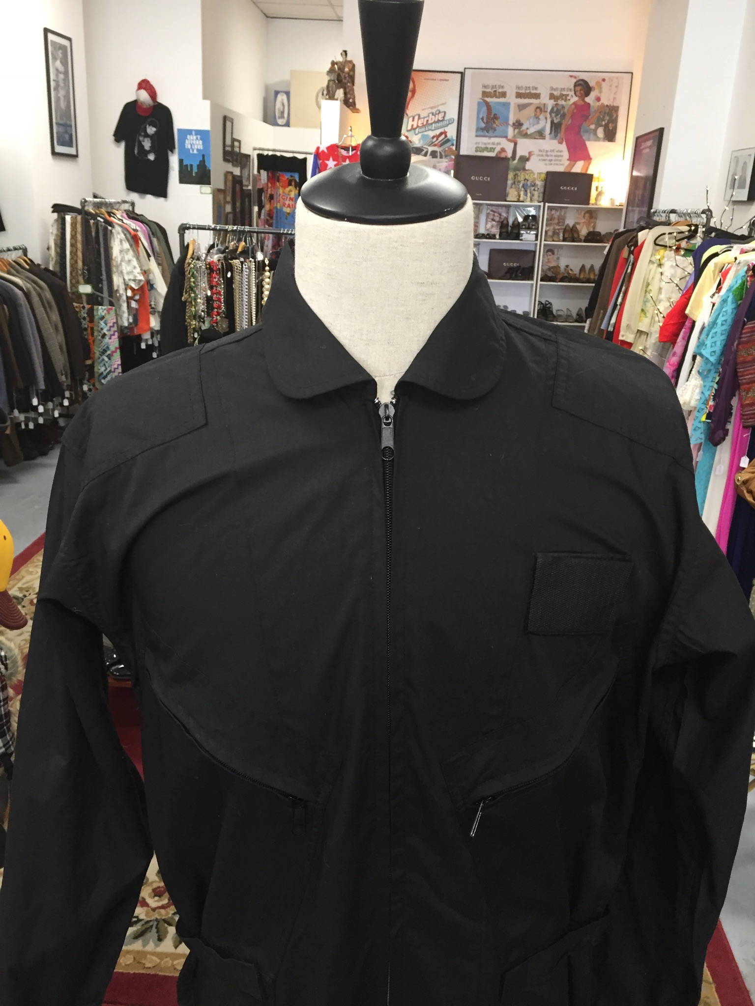 Men's Black Flight Suit with Removable Velcro Chest Patch