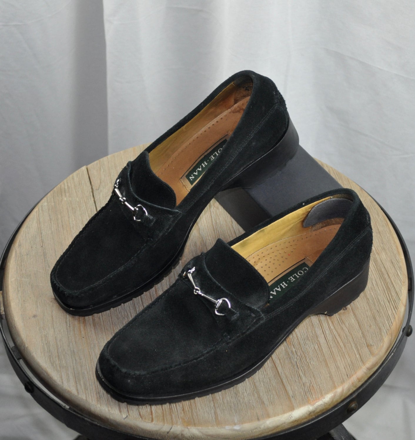 Women's Cole Haan Black Suede Loafer with Silver Buckle Sz 9.5 (9 1/2)