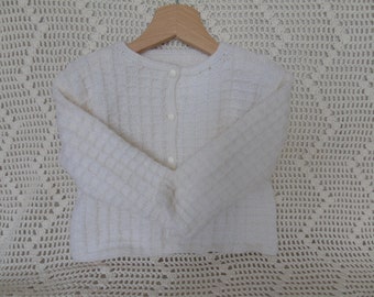 Cardigan Gilet Blanc Point Ajoure Bebe Fille 18 Mois Etsy