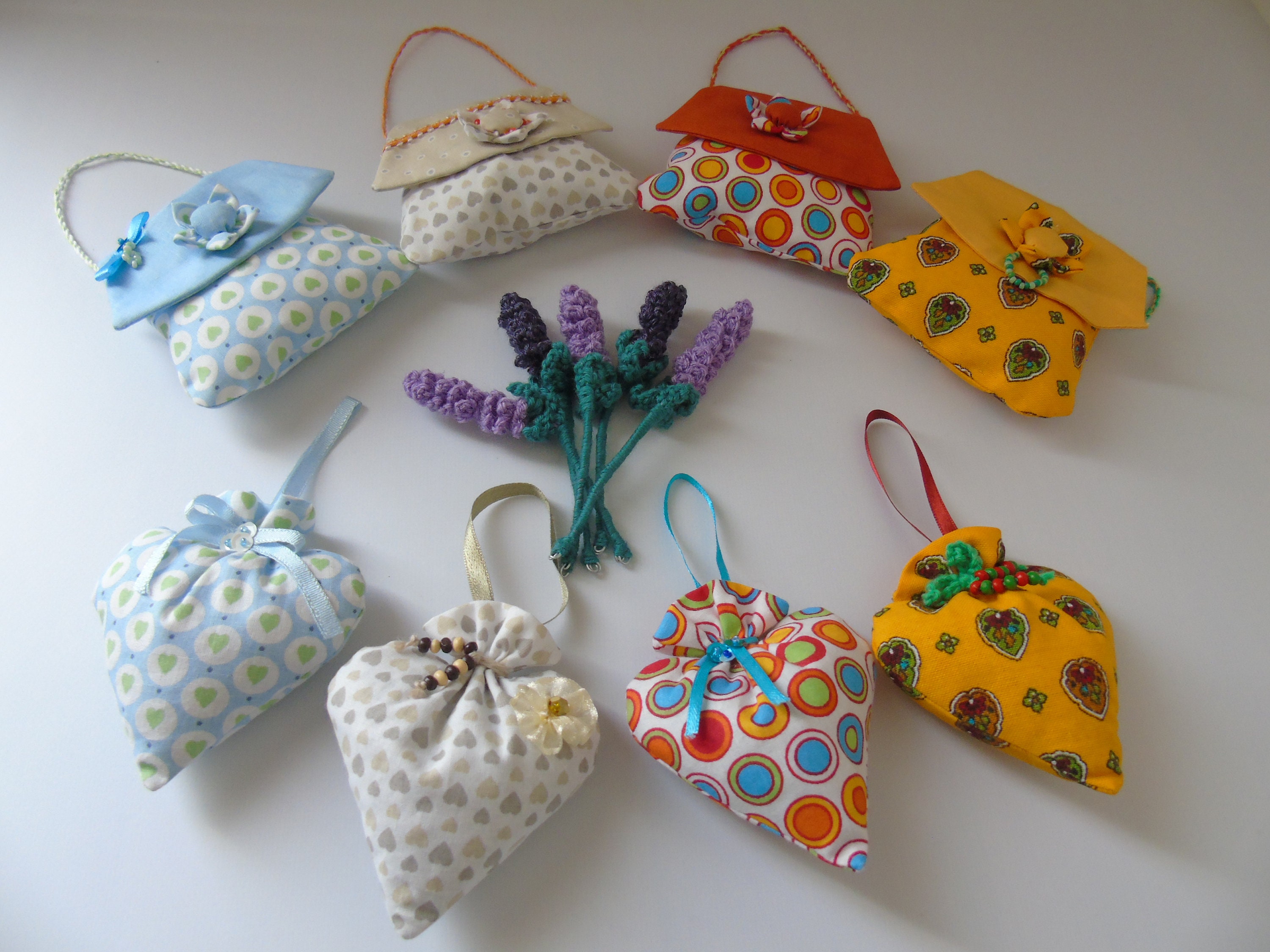 Sachet de Lavande en Tissu Provence Format Coeur ou Petit Sac