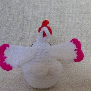 Cocotte de Pâques peluche doudou la Poule blanche au noeud rose ou bleu image 10