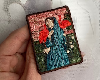 Edgar Degas Young Woman with Ibis embroidery brooch, Gift for Art lover, art teacher gift
