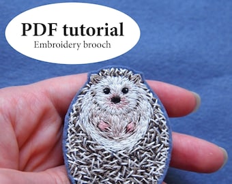 PDF tutorial hand embroidery Hedgehog brooch, Hedgehog embroidery pattern