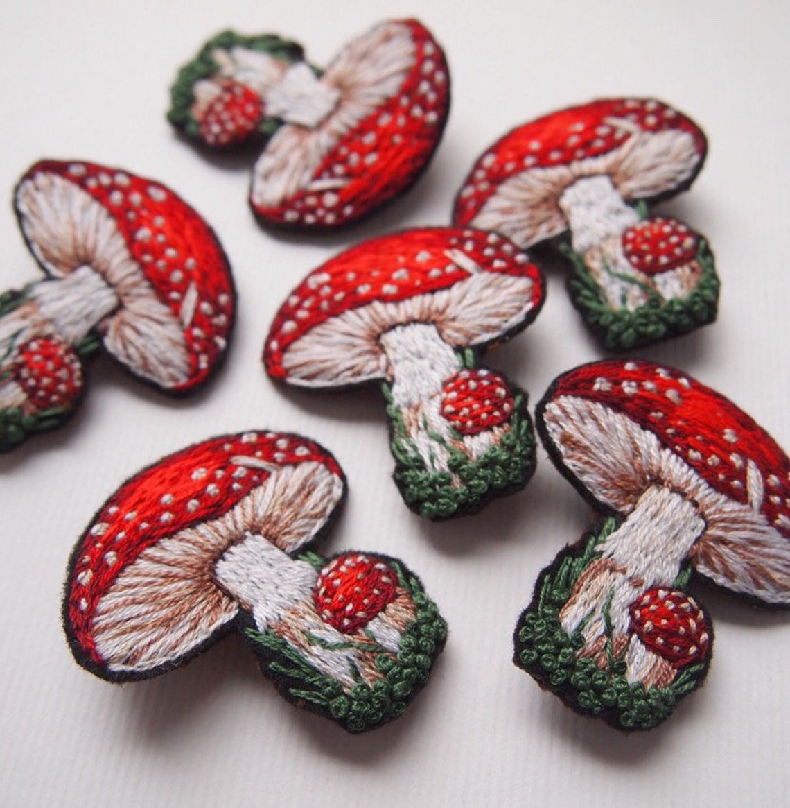 Mushroom embroidery brooch textile amanita chanterelle Etsy