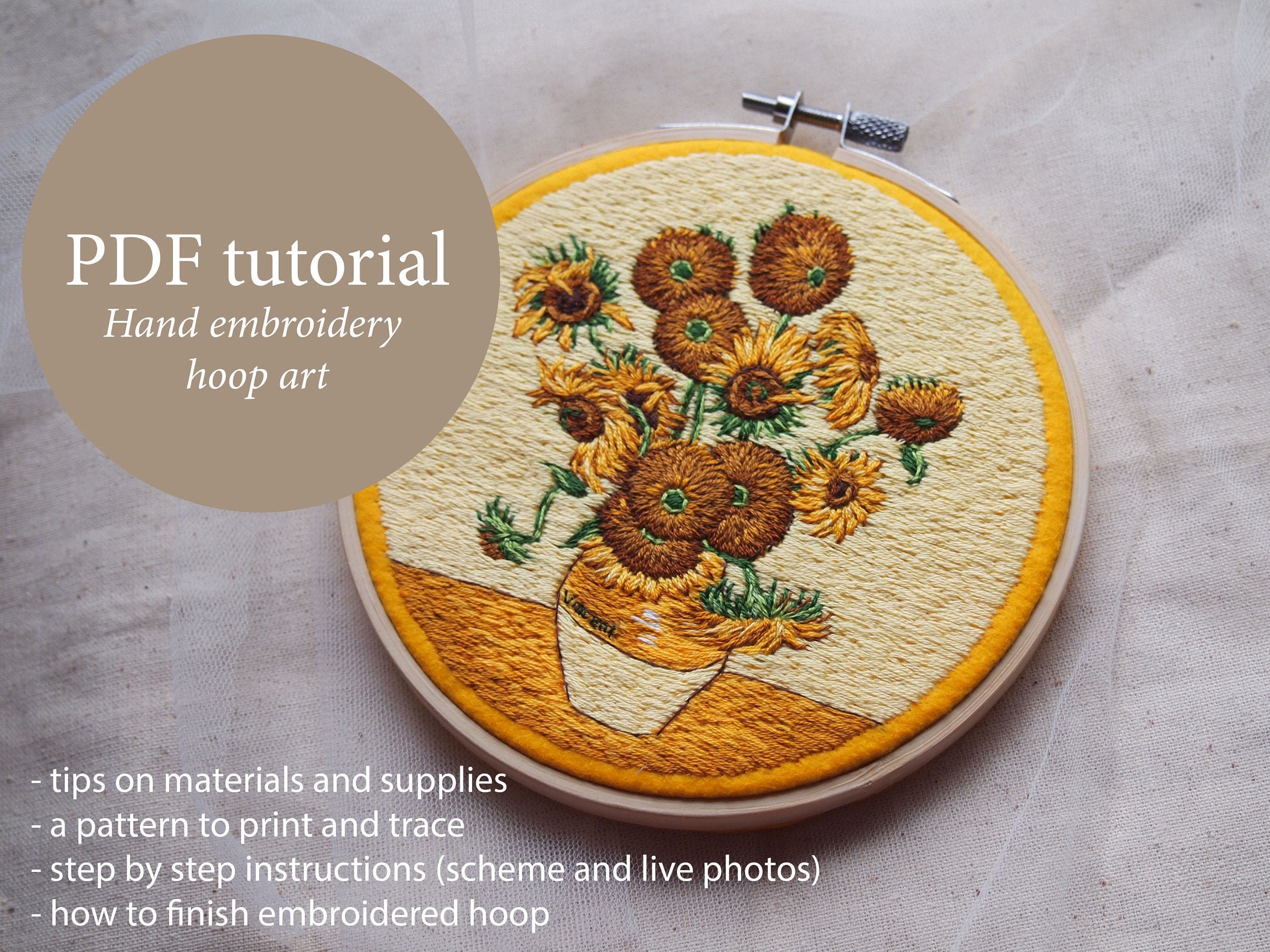 PDF Van Gogh Sunflowers Hand Embroidery Tutorial Van Gogh - Etsy Canada