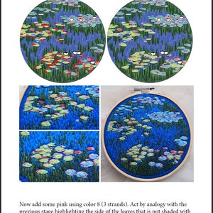 PDF tutorial Claude Monet Water Lilies hand embroidery, Monet Water Lilies embroidery pattern instant download instructions image 4