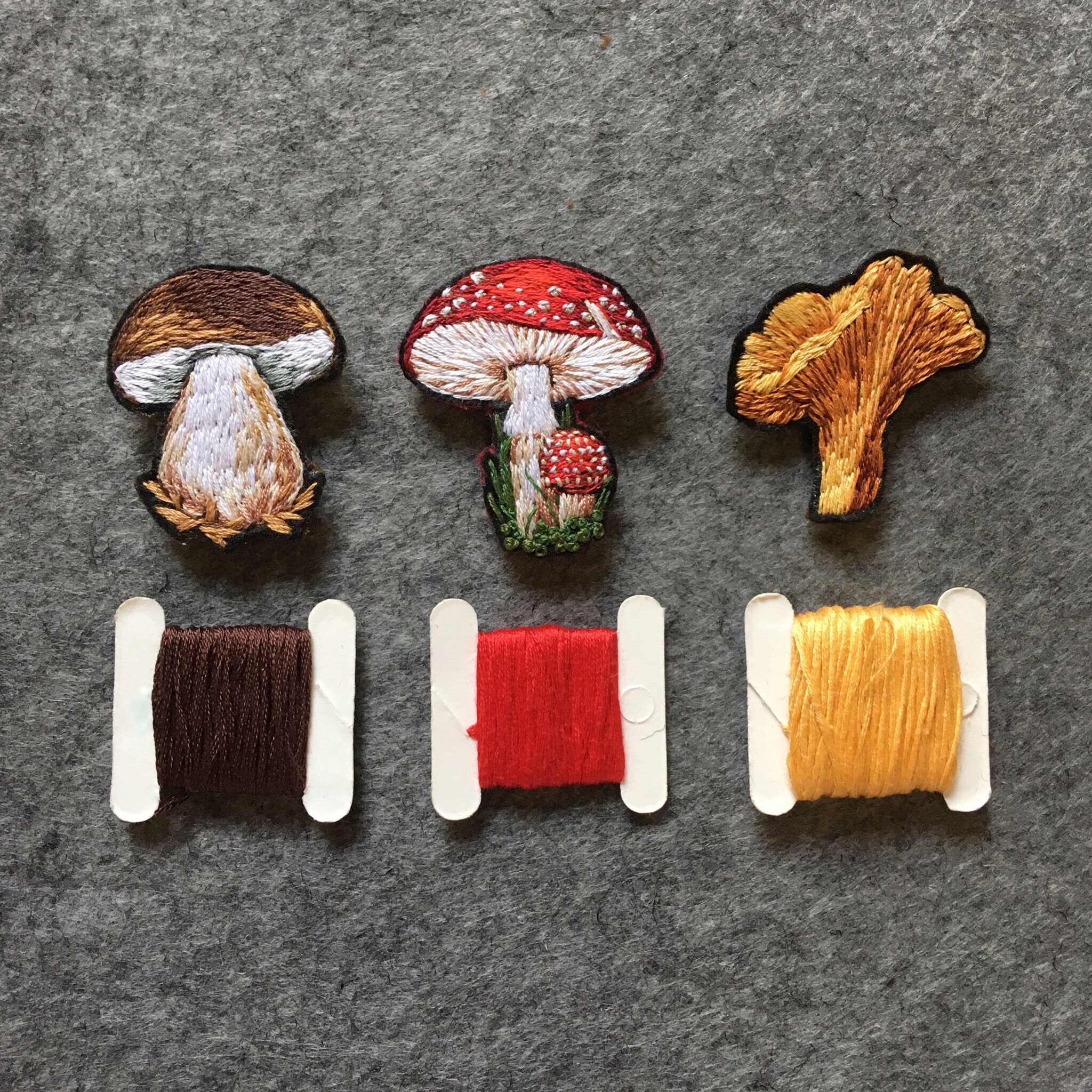 Hand embroidery mushroom brooches amanita art brooch Etsy