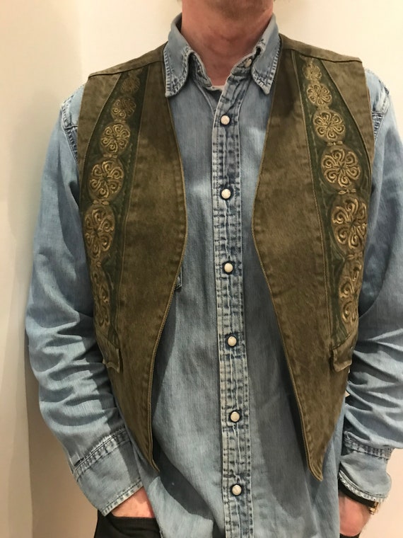 Green denim vintage Valentino waistcoat, vintage V