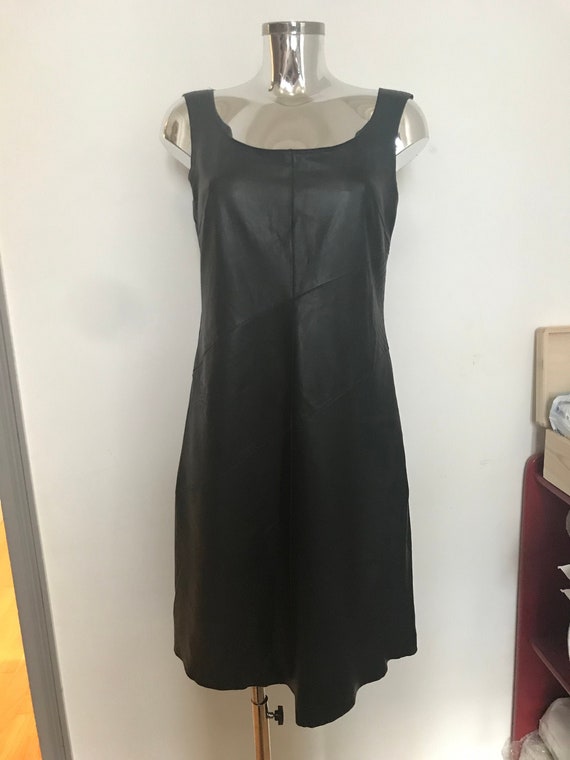 Vintage Kenzo leather dress, black dress, leather