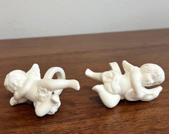 Helt nya vintage Partylite kerub ängel ljuskramare porslin set om 2