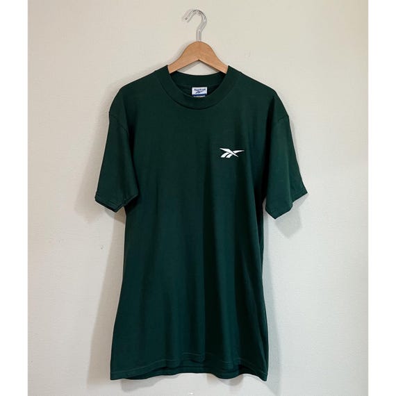 Reebok, Vintage 1990’s Reebok Size Large Dark Green Crew Neck Logo T-Shirt