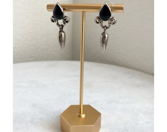 Vintage Schwarz Silber Ohrringe