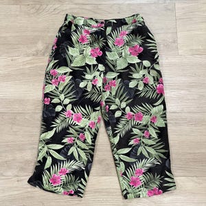 Vintage Tropical Palm Print Capri Pants Size Medium
