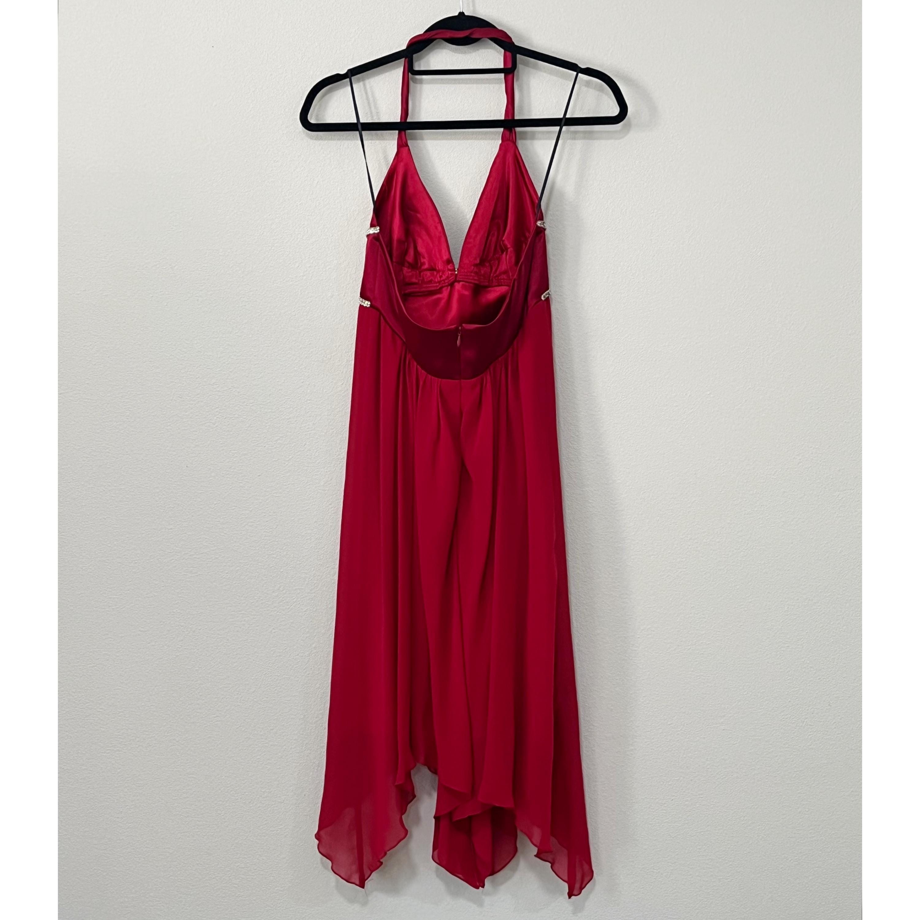 abs by allen schwartz red dress Cyra Deep V Cape Gown by ABS by Allen Schwartz for Hire