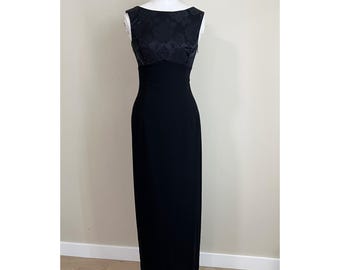 Vintage 90’s Wear Rampage Size 3 Black Bias Cut Evening Formal Dress Prom