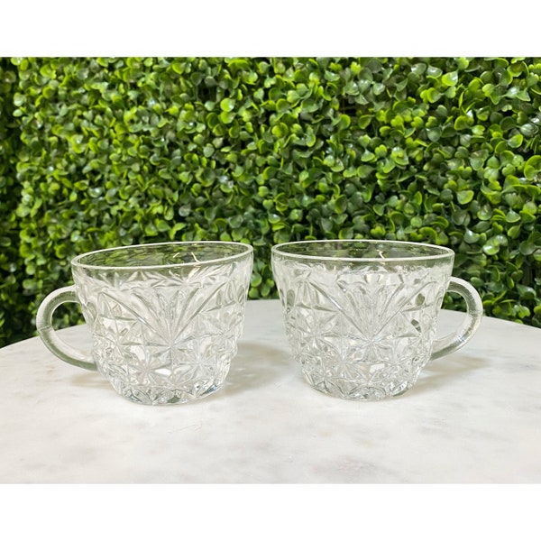 Vintage Crystal Cut Design Expresso Coffee Mugs