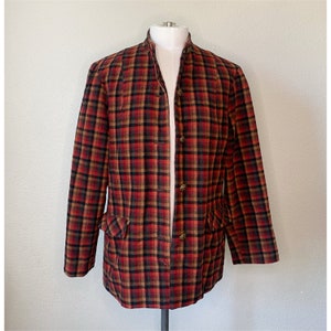 Vintage jaren 70 kleurrijke geruite jas jas blazer