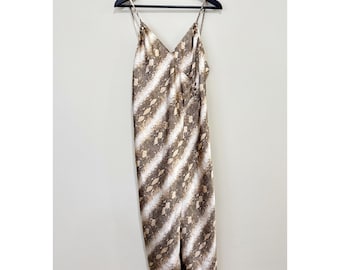 Vintage Y2K Secret Treasures Size Medium Animal Print Satin Nightgown Lingerie