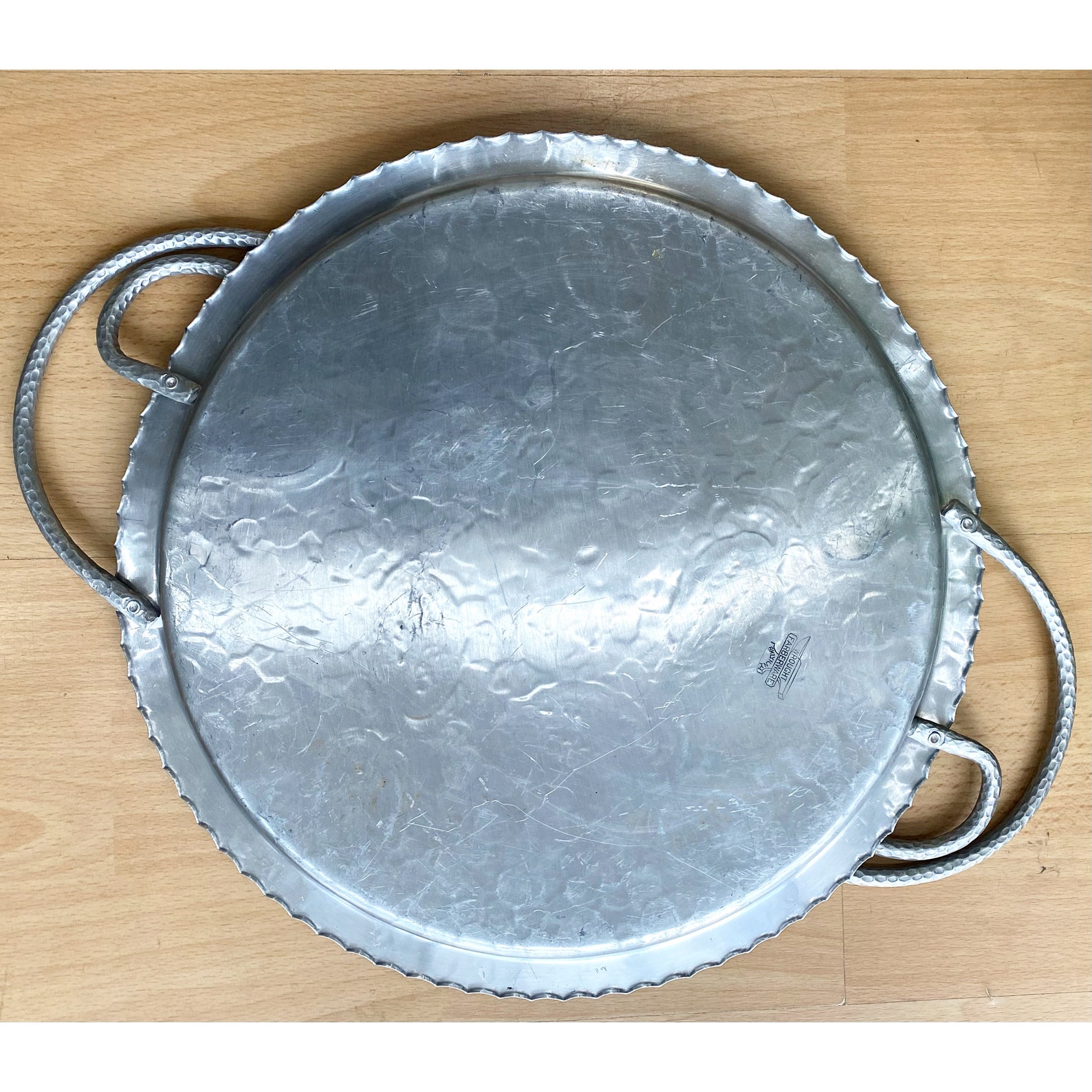 Wrought Farberware Hammered Aluminum Round Serving Tray NY Etsy