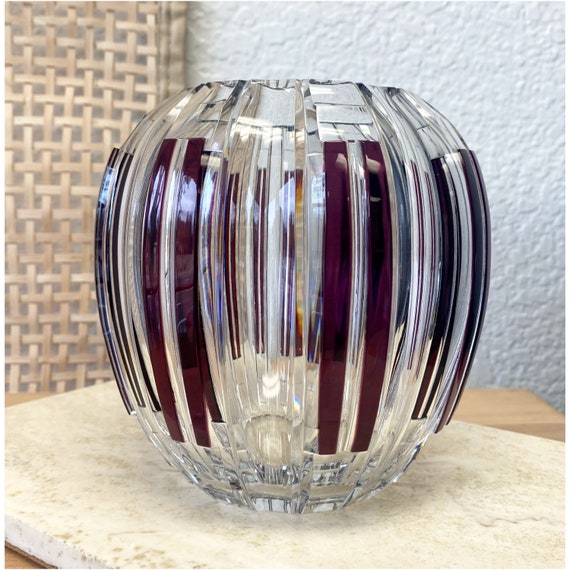 Crystal Cut Purple Round Vase