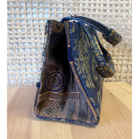 Vintage Handmade Beaded Top Handle Mini Tote Bag … - image 5