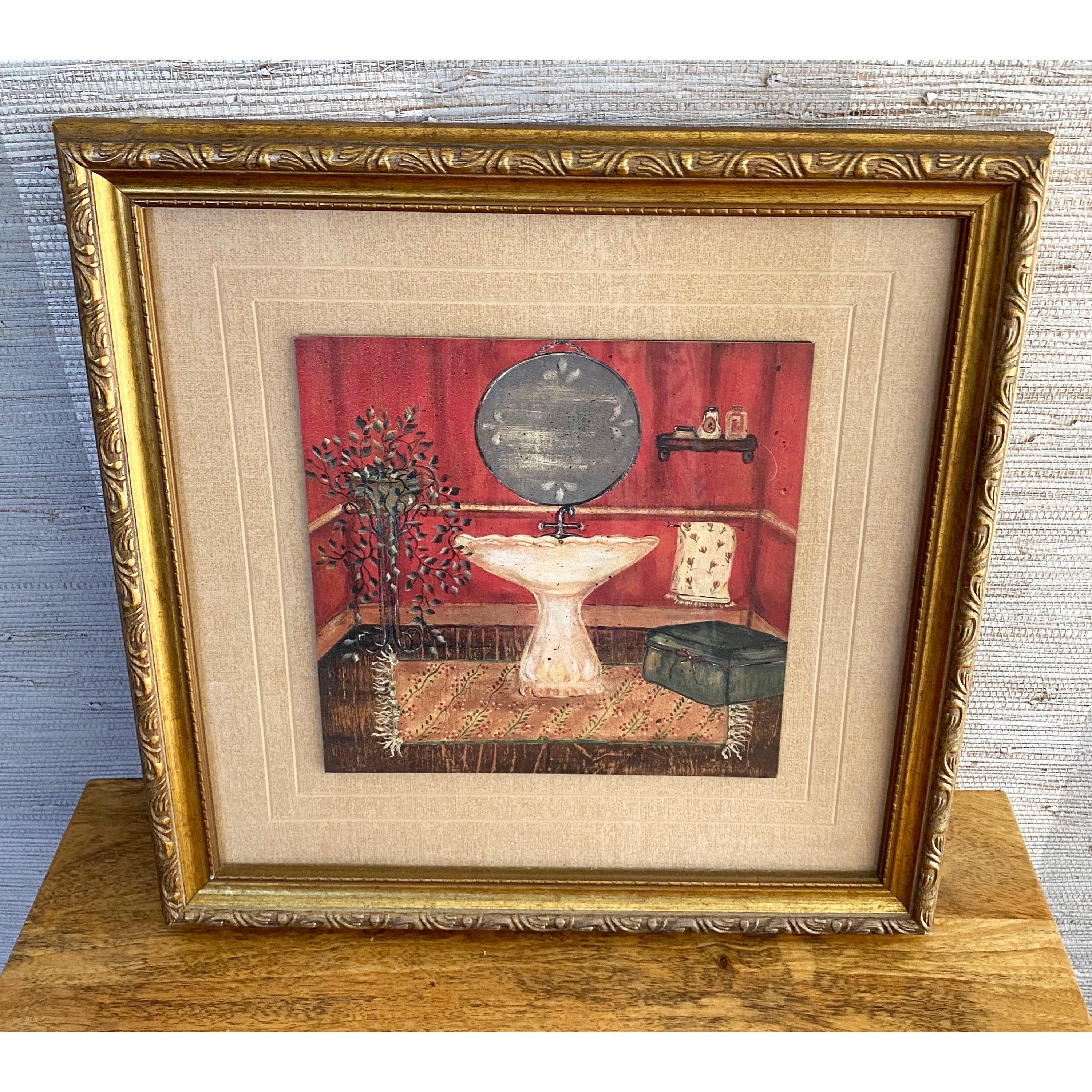 Vintage Gold Frame Bathroom Wall Art Etsy