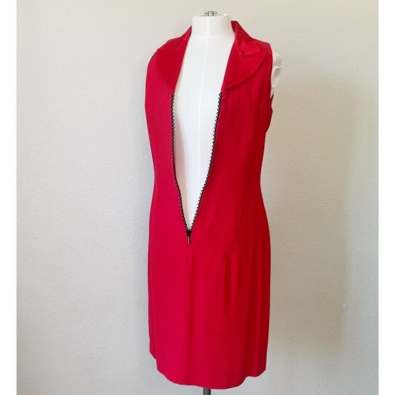 red dress with zipper down the front Women's Midi Crimson Red Dress | Stretch Fabric