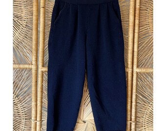 Vintage 80’s Signature St.John Size 4 Navy Blue High Waist Knit Crop Pants