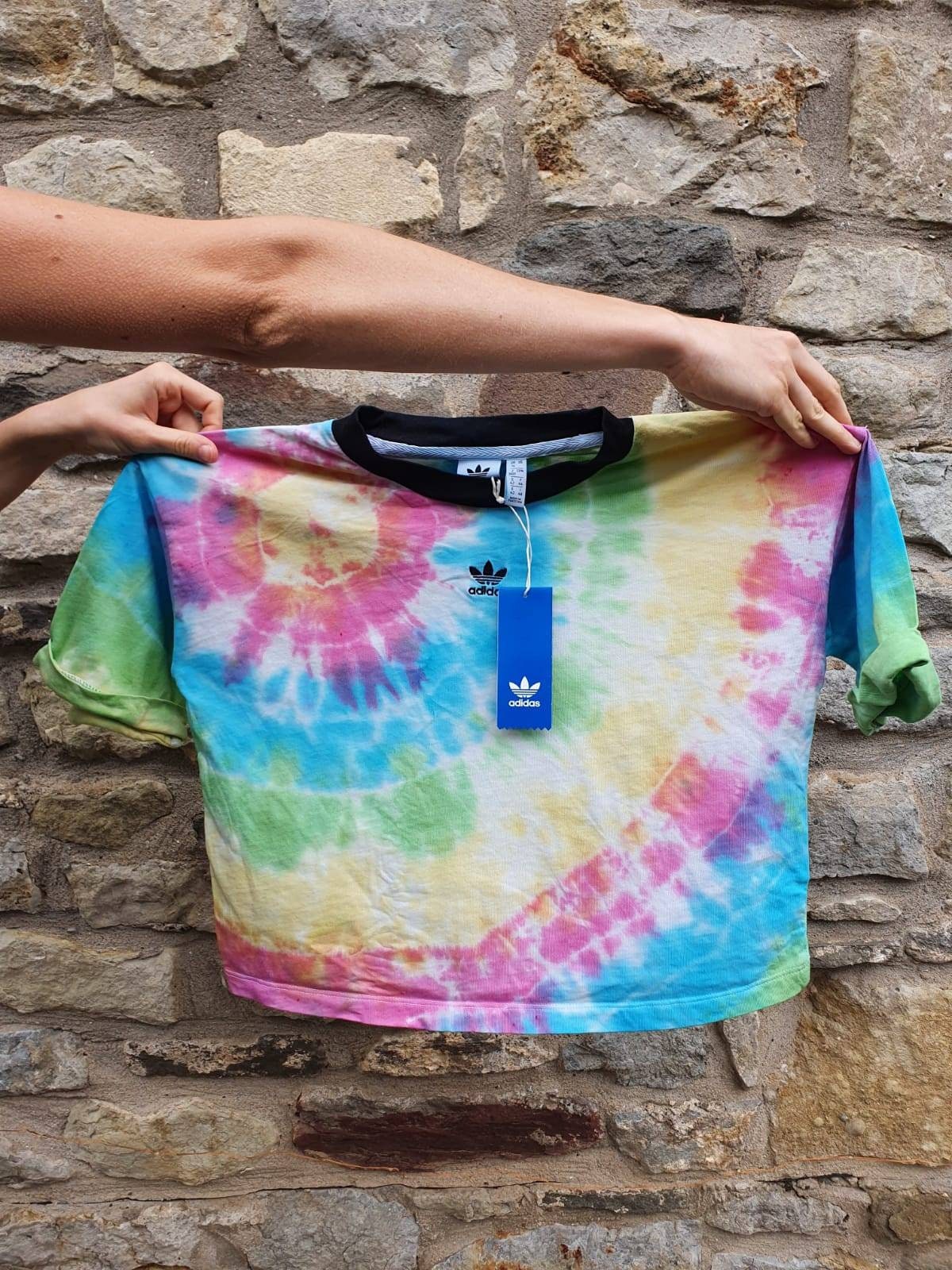 blue tie dye adidas shirt